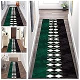 Alfombra larga y estrecha pasillo, moderna, verde, para pasillo, antideslizante, lavable, para cocina, interior, balcón o escaleras, suave al tacto, decoración del hogar, alfombras de área estrecha (