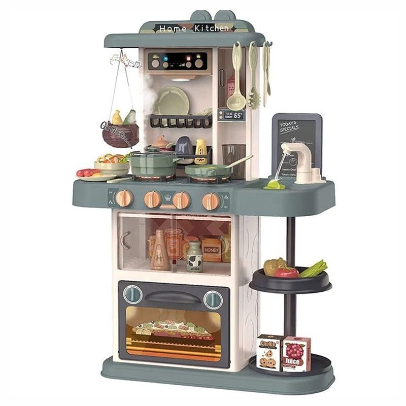 Kitchen Little Chef Play Series – 43-Piece Pretend Play Cooking Set with Realistic Lights, Sounds & Water Function | Toy Kitchen Set for Kids Ages 3+(Multicolor)-image-5