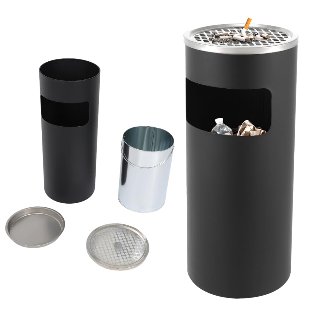 Ouverture LatéRale De La Poubelle Vertical ExtéRieur Poubelle Compacte Pratique Seau intérieur Amovible Résistante Conteneur Alimentaire Adapté Ascenseurs Bureaux Chambres HôTels Noir