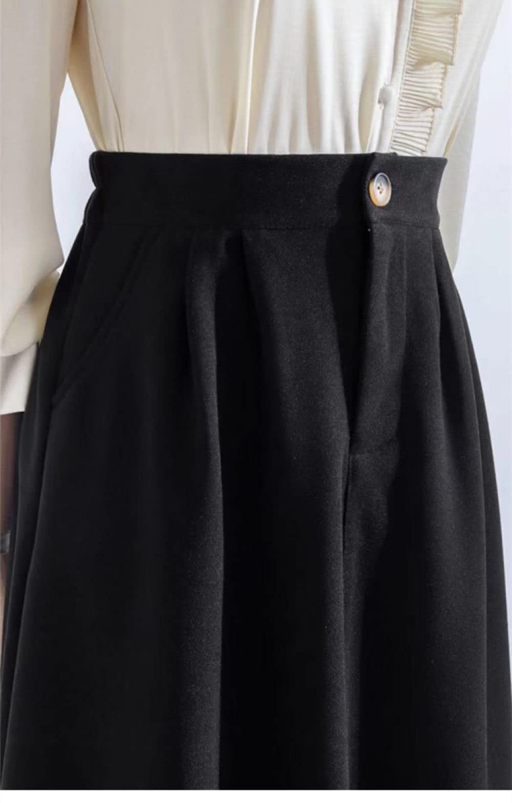 Faldas para Mujer Longitud Mediana, Elegante Falda Negra De Invierno Cintura Elástica Falda De Talle Alto Fruncida De Punto Elegante Faldas Plisadas Acampanadas(Grey)
