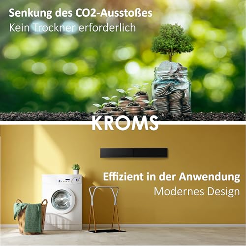 KROMS Wäscheständer Ausziehbar Full Color Schwarz 80cm – 4m Trockenlänge - Wäschetrockner Wand - Wäscheständer Wand