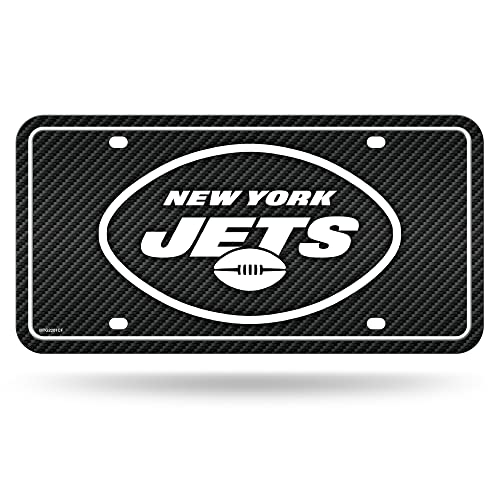 Matrícula de metal de los Jets con diseño de fibra de carbono, placa para coche de 6x12 pulgadas