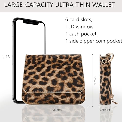 Image of Keychain Wallet for Women,RFID Wristlet Wallet with Beaded Strap | Tri-Fold Design,6 Card Slots,ID Window,Zipper Coin Pocket,Lightweight Carry