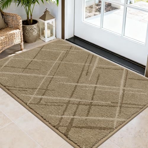 COSY HOMEER Front Door Mat Low Profile Non-Slip Doormat for Entryway, Absorbent Dirt Trapper Washable Entrance Mat, Sturdy Polyester Doormats (36"x24"