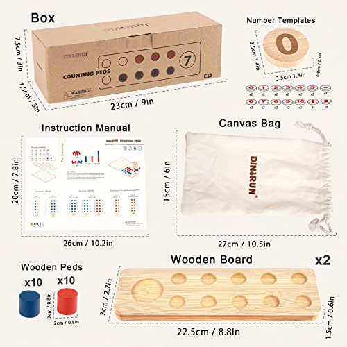 Dinorun Montessori Math - Counting Pegs - Addition And Subtraction Games Math Manipulatives For Preschool - Montessori Teacher Classroom Material #TOP7