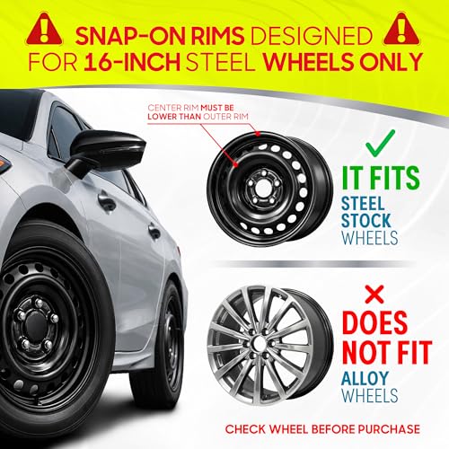 Image of BDK (4-Pack) Premium 16 Inch Rim Wheel Cover Hubcaps for Cars Trucks SUVs Vans, Direct OEM Replacement Universal Fit Snap-On ABS Hubcaps 16 inch Wheel Covers - Set of 4 Hub Caps - 10-Spokes Silver