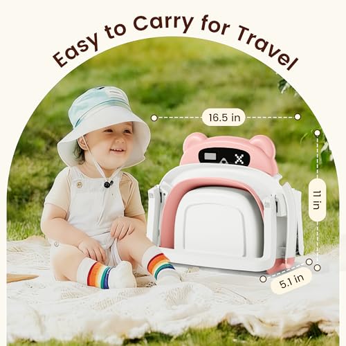 Image of Baby Bathtub,Foldable Baby Bath Tub for Newborn to Toddler (0-18 Months) - Collapsible Infant Tub for Travel with Thermometer, Soft Cushion,Pink