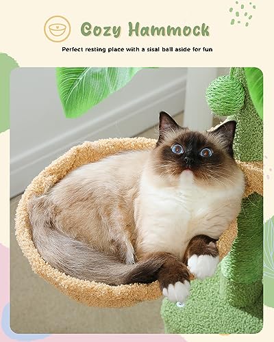 Árbol para gatos PEQULTI 43'' con 2 condos verdes miniatura 3
