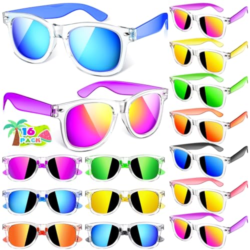 Joycover Kids Sunglasses Bulk, 16 Pack Party Favors for Kids 4-8 3-5, Translucent Sunglasses for Kids, Beach, Pool Party Favors Supplies, Classroom Favors Birthday Goodie Bags Stuffers.
