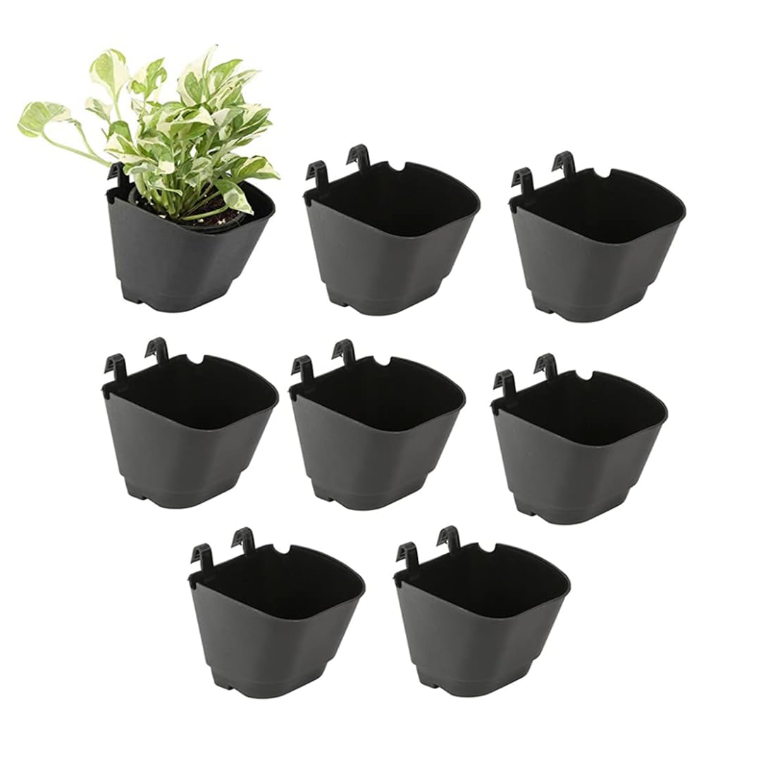 CAPPLCAPPL Set of 8 Vertical Garden Wall Hanging Pot (Black)
