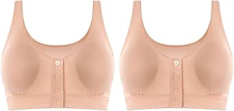 TOSOFT 2-Pack Womens Front Closure 100% Mulberry Silk Bralettes Post Surgery Comfort Bra Top For Seniors Older Women Gifts