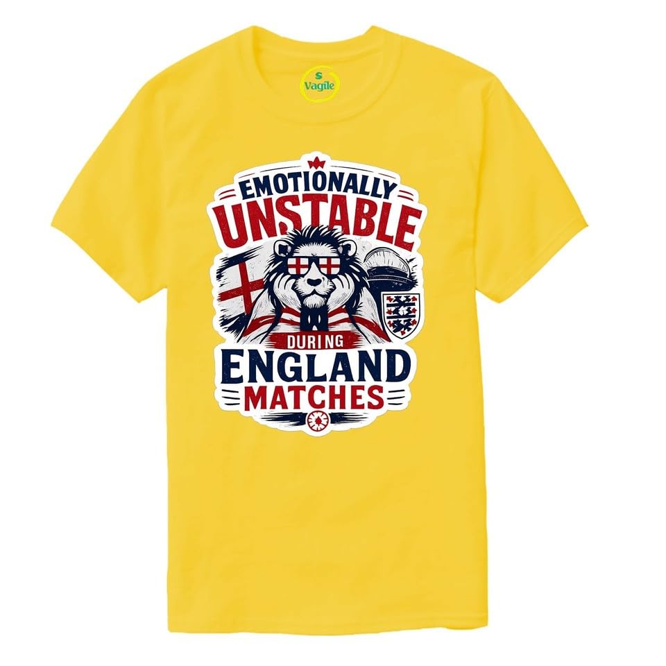 England 2026 World Cup T-Shirt - Emotionally Unstable During England Matches Tee Yellow