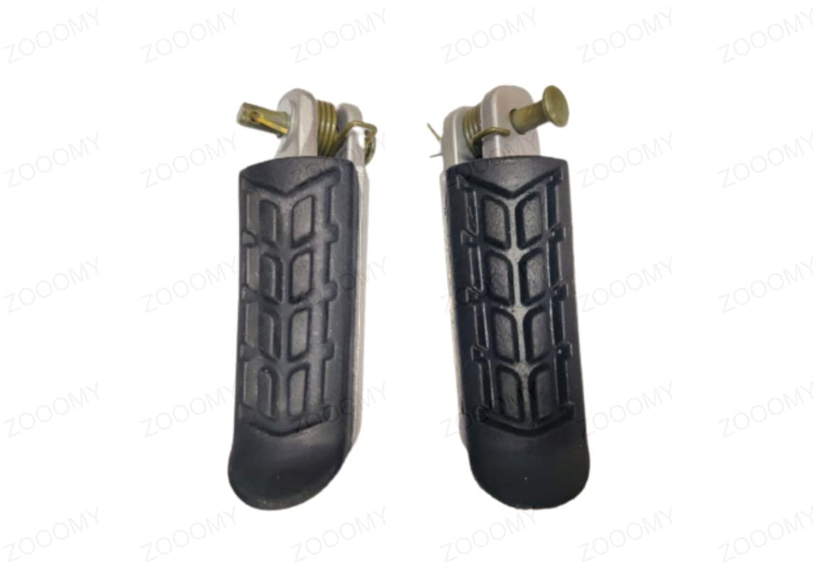 ZOOOMY Front Foot Rest (Left + Right) Black & Silver Compatible with Apache RTR 160 4V/fi