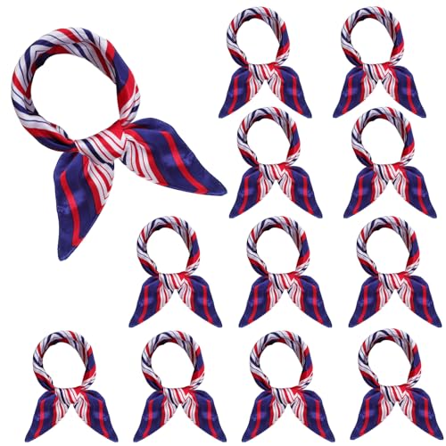 Fumwase 12PCS Women Square Scarf Scarves Silk Nautical Sailor Neck Scarf Head Hair Wraps for Ladies 18.9 x 18.9 Inches