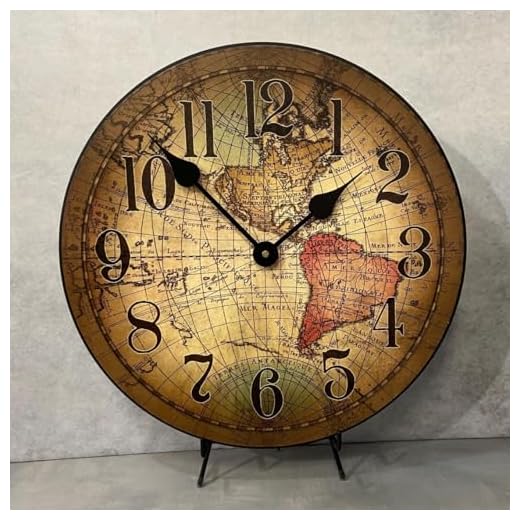 Vincenzo World Map Wall Clock | Ultra Quiet Quartz Mechanism | Hand Made in USA Beautiful Crisp Lasting Color | Comes in 8 Sizes | 12-Inch