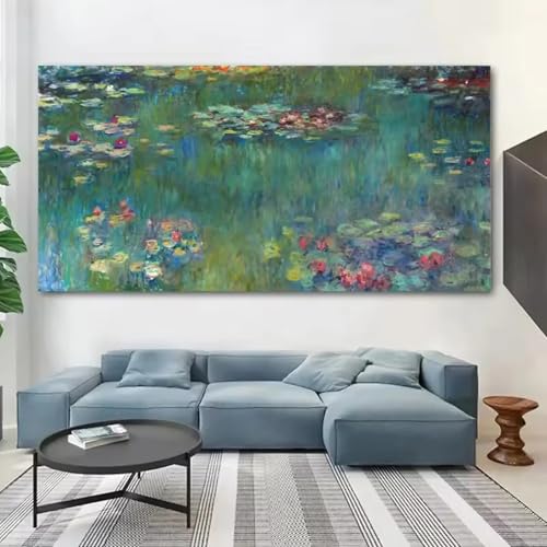 Art mural nénuphars pour habiller un grand mur vide sans cadre