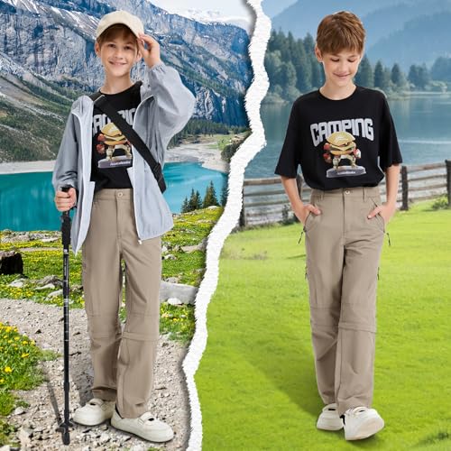 Image of Kids Boys Snow Pants,Youth Outdoor Hiking Fleece Lined Soft Shell Ski Windproof Camping Insulated Pants