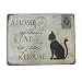 6x8 Inches Wall Art Picture Wall Decor Hanging Metal Tin Sign Plaque (A HOME WITHOUT A CAT IS JUST A HOUSE)