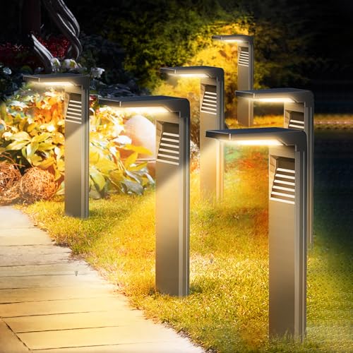 Chemin d'éclairage solaire blanc chaud IP64 extérieur luminaire pour pelouse et cour 6pcs
