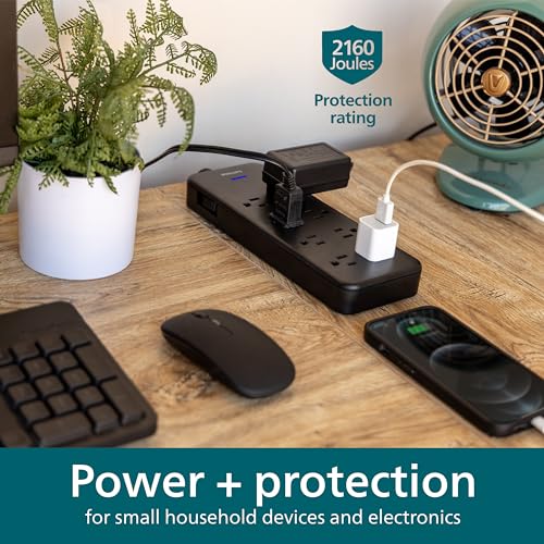 Philips-EZFit-8-Outlet-Surge-Protector-Power-Strip-8-Ft-Braided-Extension-Cord-Widely-Spaced-Outlets-Flat-Plug-for-Home-Office-Dorm-Essentials-2160-Joules-Black-SPP3673B37