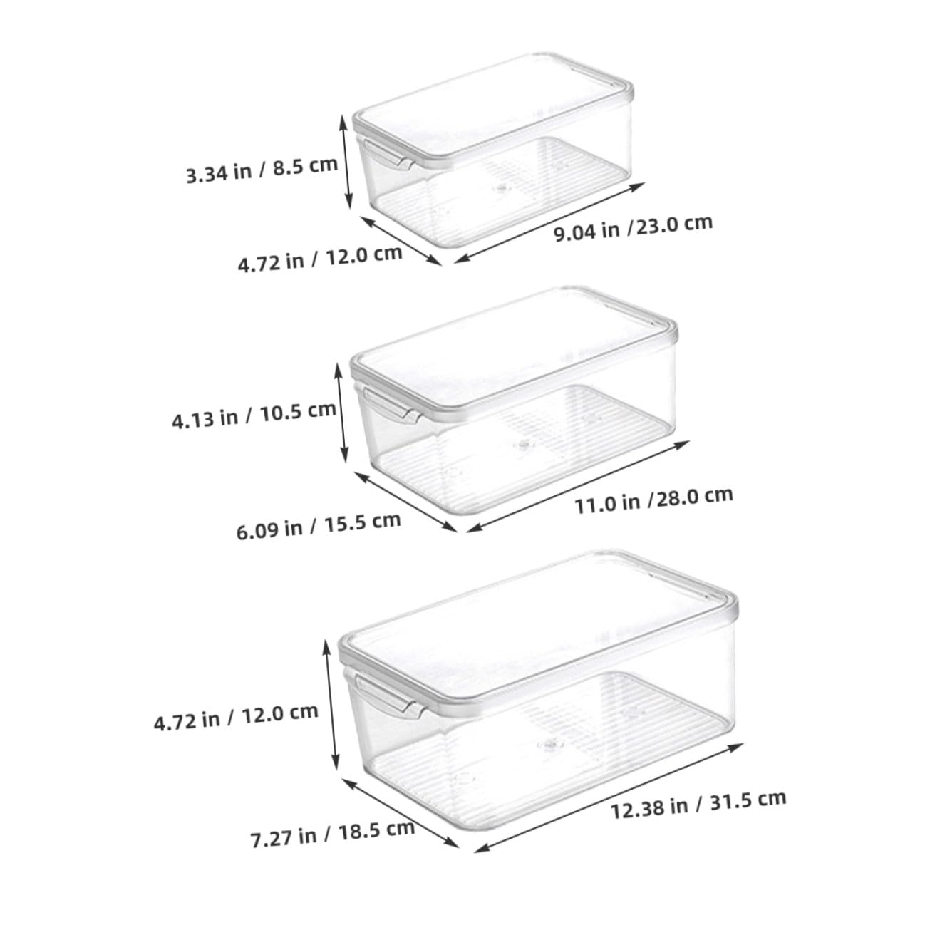 3 Stück Teiliges Kühlschrank Aufbewahrungsbox Transparent Stapelbar Frischhaltedosen Kunststoff Bpa frei Vielseitig für Obst Gemüse Gefrierfach Küche Organizer Wiederverwendbar