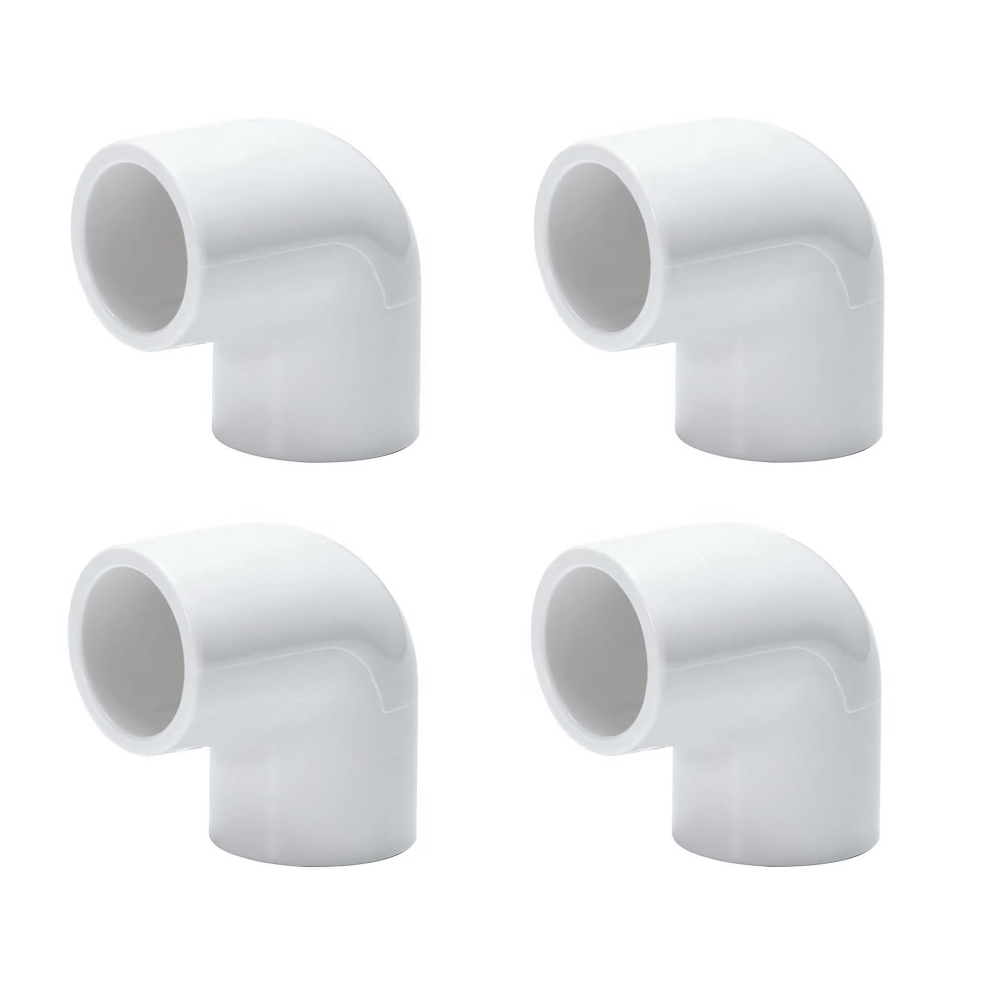 Codo de PVC de 90 grados, 4 unidades (1 1/2 pulgadas)