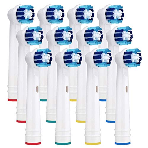 12 Pezzi Precision Clean Testine di ricambio con 4 Pezzi cappucci igienici, testine per spazzolino compatibili per la maggior parte delle maniglie per spazzolino elettrico Braun & Oral B