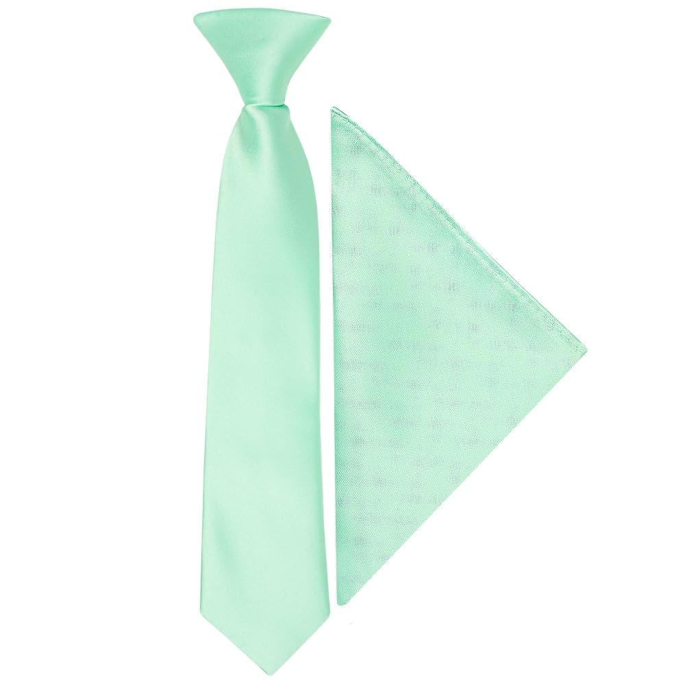 Ties R Us Boys Green Pre Tied Mint Satin Tie And Pocket Square Set Age 4-7