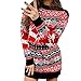 AMhomely Robe de Noël pour femme avec imprimé renne et élan, e-rouge, S