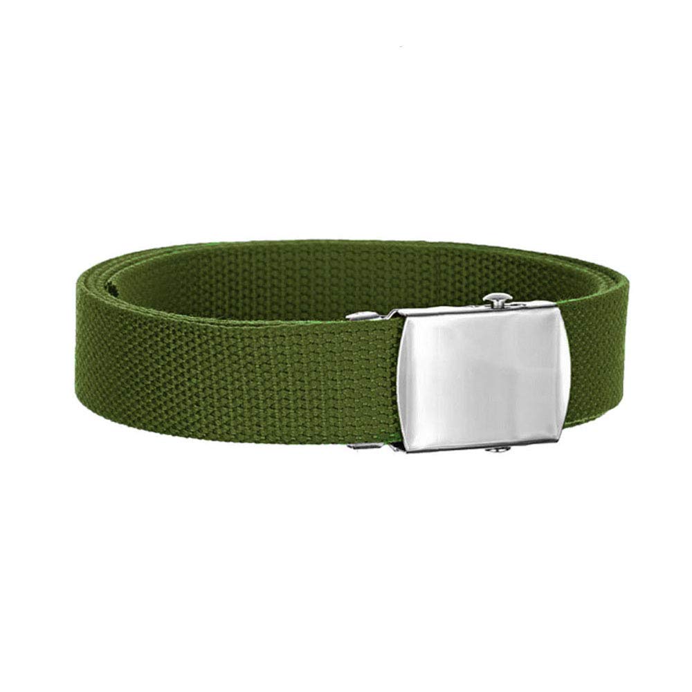 Canvas Belt Military Style - with Polished Nickel Buckle and Tip 60" Long - 44 Colors