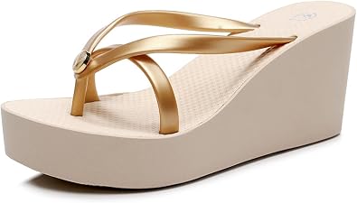 Women s Platform Flip Flops Thong, Non-slip High Wedge Sandals, Summer Casual Beach Slides