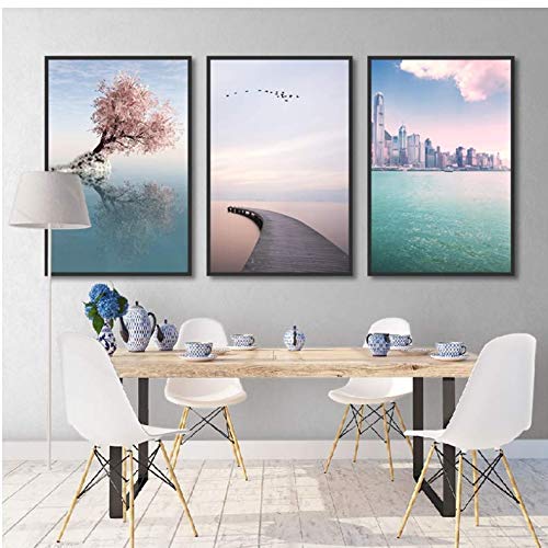 Affiche de paysage moderne urbain sur toile 50x70cm sans cadre pour salon