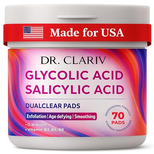 Glycolic Acid Pads for Face – Exfoliating Toner Pads with Salicyl...
