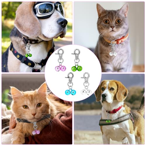 KALIONE 4 Packs Bells for Dog Collars, Cat Bell for Cat Collars, Stainless Steel Collar Charms, Pet Training Pendants, Small Bells with Snap Clips for Indoor Dog Cat Collar DIY Keychains Crafts,Silver - Thumbnail 6