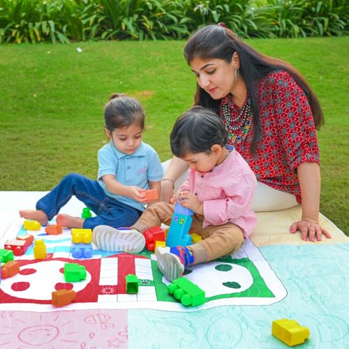 Image of Ludo Picnic Mat - 1.4m x 1.4m | Yoga & Kids mat | Non Toxic| Waterproof, Foldable & Lightweight Outdoor & Indoor Mat | Easy to Carry, Clean & Ideal for Park, Beach & Camping
