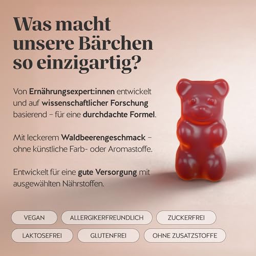 Ah-Mazing Hair - Biotin Gummies - Für Haare, Haut und Nägel Mit 10.000 µg Biotin, Zink, Vitamin B6, C & E sowie Jod – 30 Stück (1-Monats-Vorrat) Vegan & zuckerfrei - Bears with Benefits