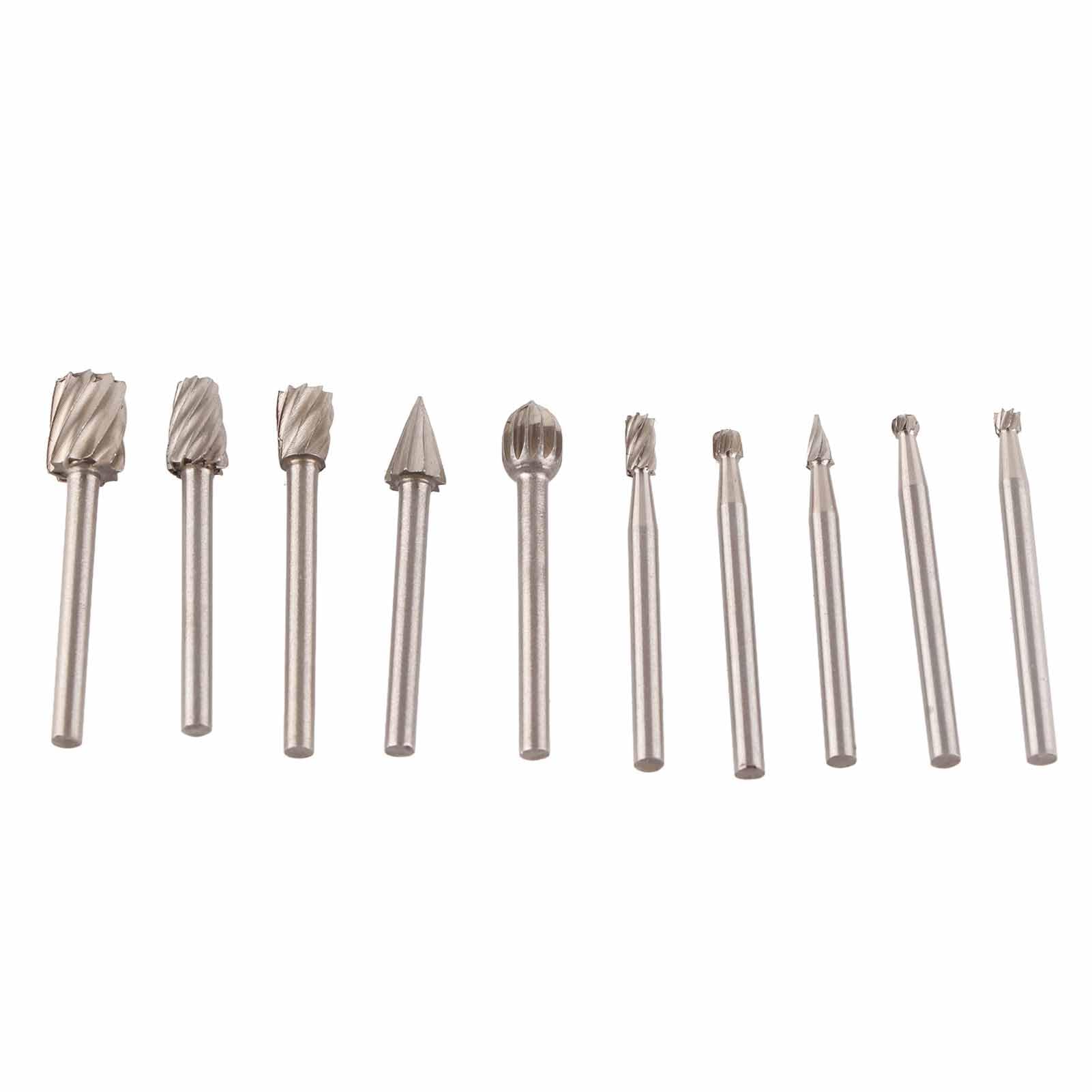 YAOGOHUA Rotary Files High Speed Steel Wood Carving Rasp for Power Tools Woodworking Engraving (10 Pieces Set)