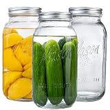 WELLIFE 3 Pack 64oz Wide Mouth Mason Jars,Half Gallon Mason Jar for Pickling, Canning, Fermenting and Food Storage, Microwave & Dishwasher Safe