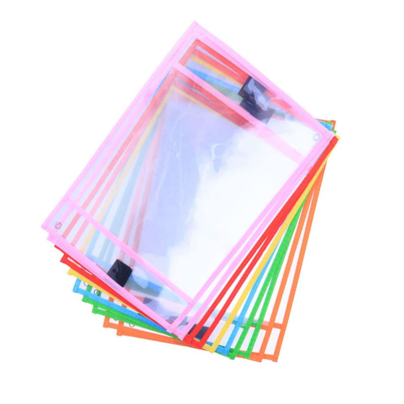 Ciieeo 8pcs Dry Erase Document Pouches Erasable File Holders for Office School Storage Protective Sleeves Easy to Use Clean Random Colors
