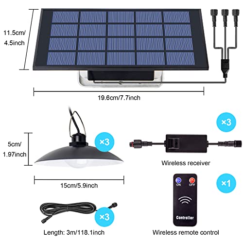 Yrbxsky Solar Shed Lights Indoor Outdoor With 3 Heads & Remote Control. Solar Powered Pendant Light Ip65 Waterproof Hanging Night Lighting For Yard Garage Porch Chicken Coop Gazebo Barn #TOP1