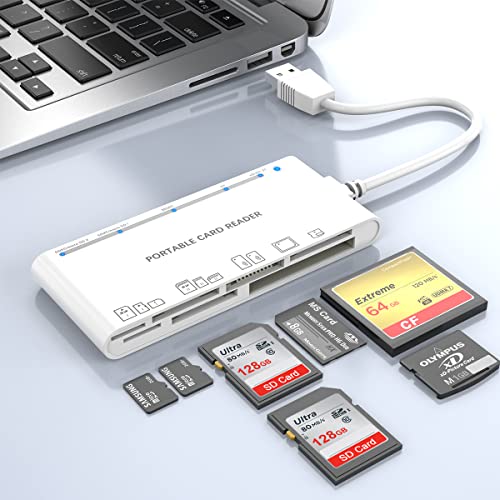 7-In-1 Multi Card Reader, Usb 3.0 Memory Card Reader For Sd/Sdxc/Sdhc/Micro Sd/Cf/Xd/Ms/Mmc Camera Memory Card, 7 In 1 Usb Card Reader/Writer(5Gbps) Sd Card Reader For Windows, Mac Os, Linux(White) #TOP11