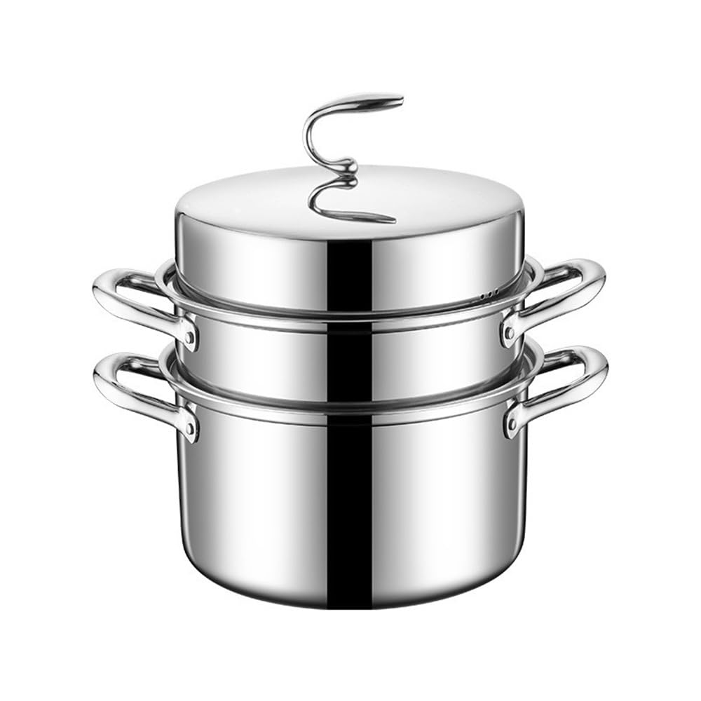 Vaporiera in Acciaio Inossidabile Teglia for panini al vapore a tre strati, teglia for cottura a addensata per Uso Cucina(28cm)