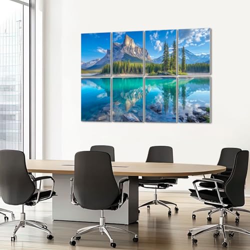 8 paneles acústicos artísticos con diseño de montaña y lago absorben sonido, autoclavables, 48"x32" para estudios y oficina miniatura 7