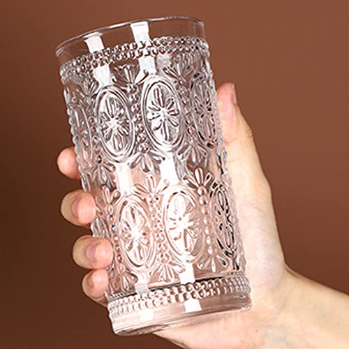 Bekith 6 Pack 12 Oz Romantic Water Glasses, Premium Drinking Glasses Tumblers For Beverages, Beer, Refreshments, Vintage Glassware Set For Dinner Parties, Bars, Restaurants #TOP4