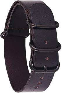 Watch Band Nato Zulu Military Style Distressed Vintage Leather Watch Strap 18mm, 20mm, 22mm, 24mm