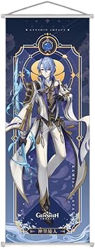 Hanaiette 1PC Genshin Impact Scroll Poster Wall Hanging Forged Cloth Painting Decor Live Room Bedroom Art Print 70 x 25 cm Kamisato Ayato
