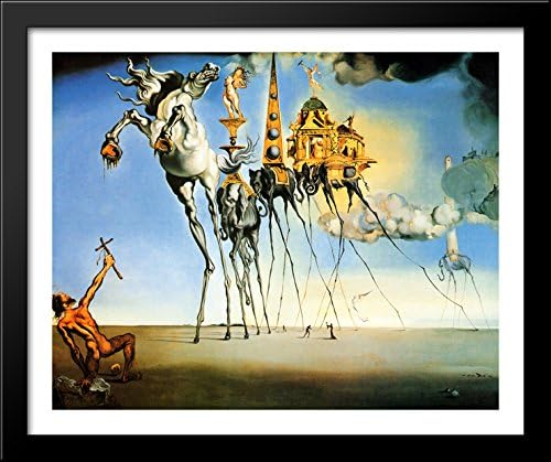Temptation of St. Anthony 34x28 Large Black Wood Framed Print Art by Salvador Dali
