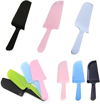 20 Pack Disposable Cake Cutter Slicer Plastic Serrated Cutting Knife Server Spatula Knives Serving Utensils for Pie Pizza Pastry Dessert Bakery Bread Kitchen Wedding Birthday Party