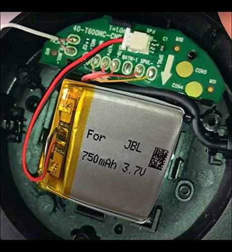 Close-up of the AOLIKES battery connected to the circuit board inside a headphone