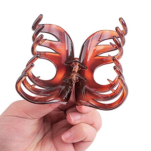 Rosette Large Chic Styling Thick Hair Claw Clip For Women And Girls Hair, Black And Gray (Pack Of 2) #TOP3